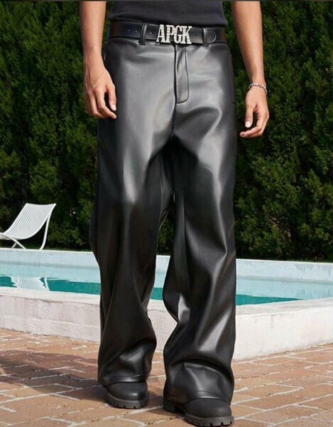 Pantalon simili cuir homme noir