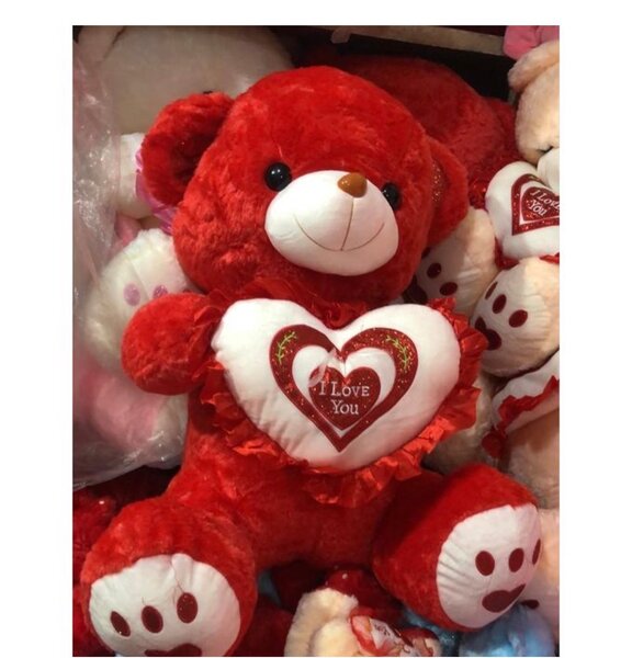 Ours en peluche rouge avec cœur 'I Love You'