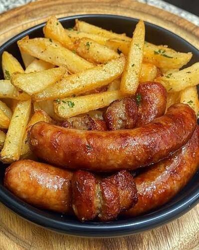 Frite au saucisses grillé