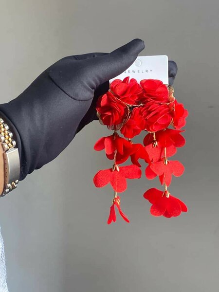 Elegant Red Flower Earrings
