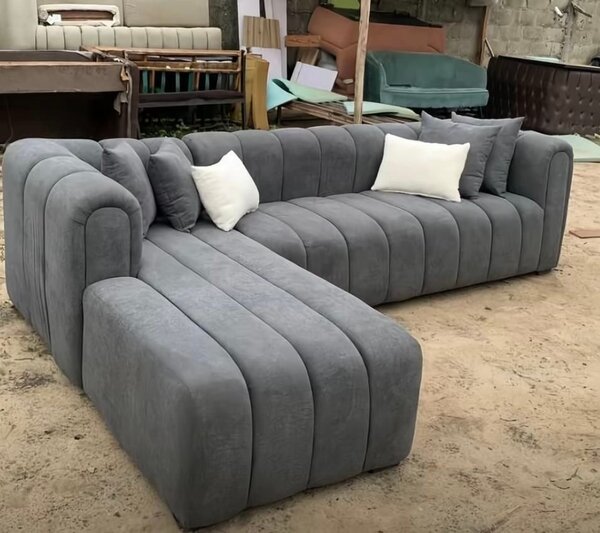 Canapé d'angle moderne gris