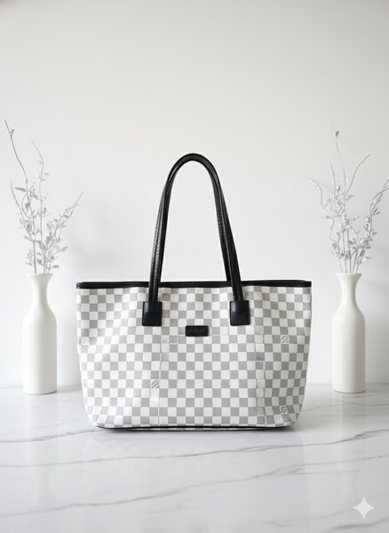 Sac cabas motif damier