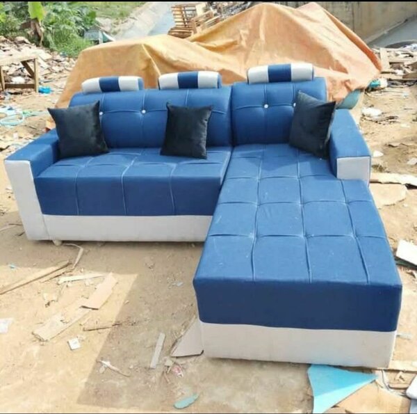 Canapé d'angle bleu et blanc design