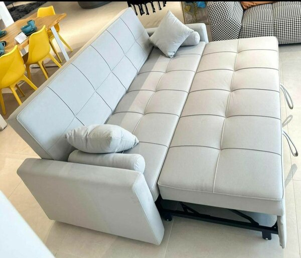 Canapé convertible en cuir blanc