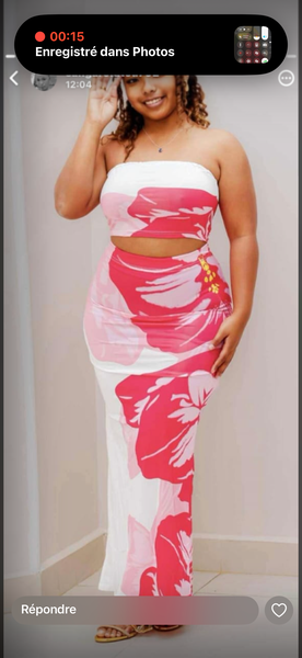 Ensemble robe fleurie rose pour femme