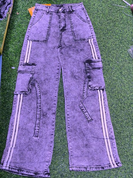 Jeans cargo femme violet