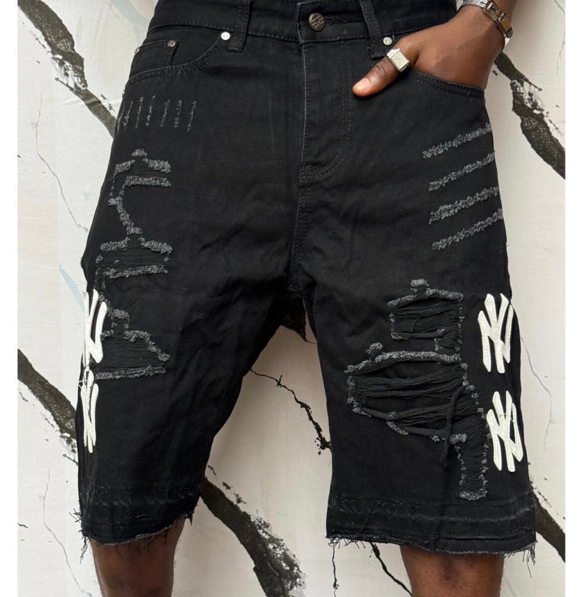 Shorts en denim décontractés brodés