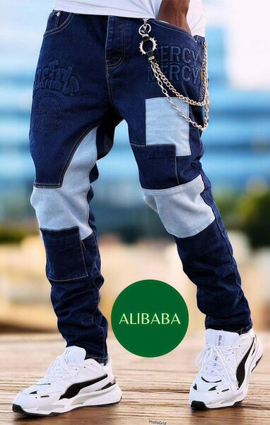 Jeans patchwork pour homme tendance