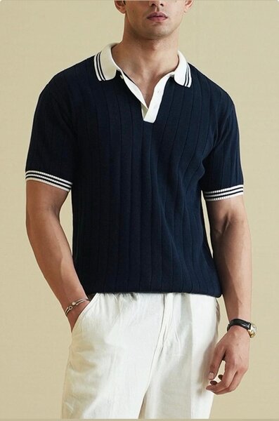 Polo homme en maille marine