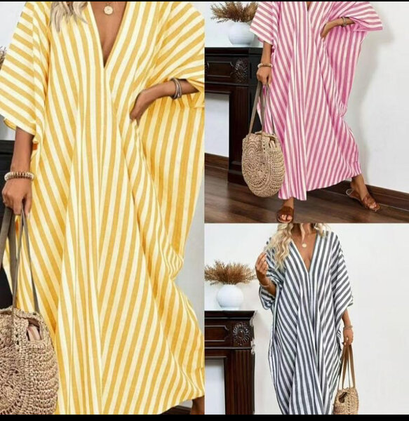Striped Summer Kaftan Dress