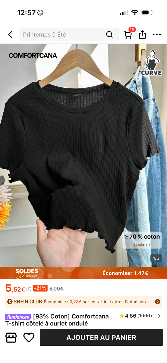 T-shirt noir confortable pour femme