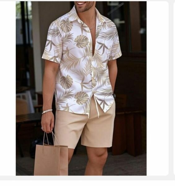 Ensemble chemise tropicale homme