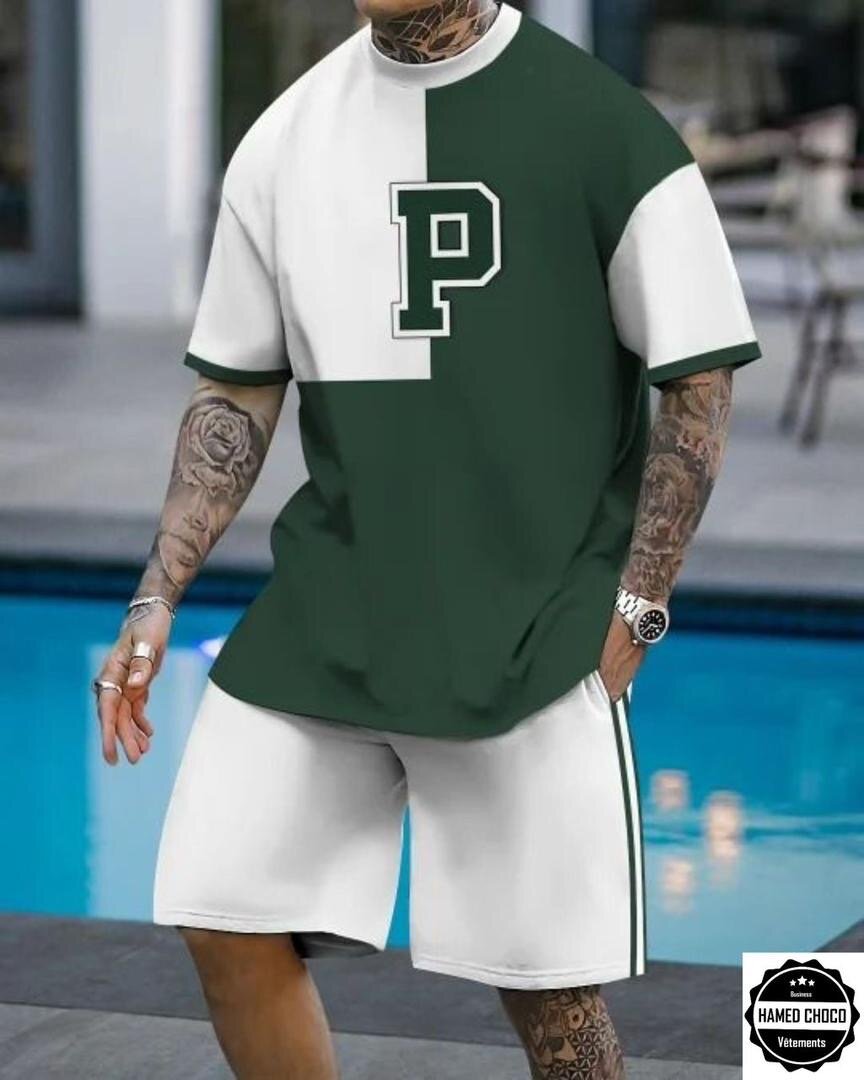 Ensemble homme : T-shirt et shorts pour l'été