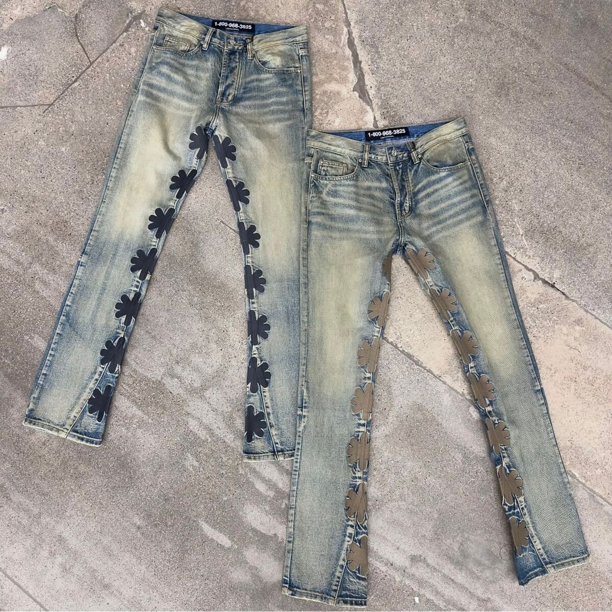 Jeans tendance avec fleurs