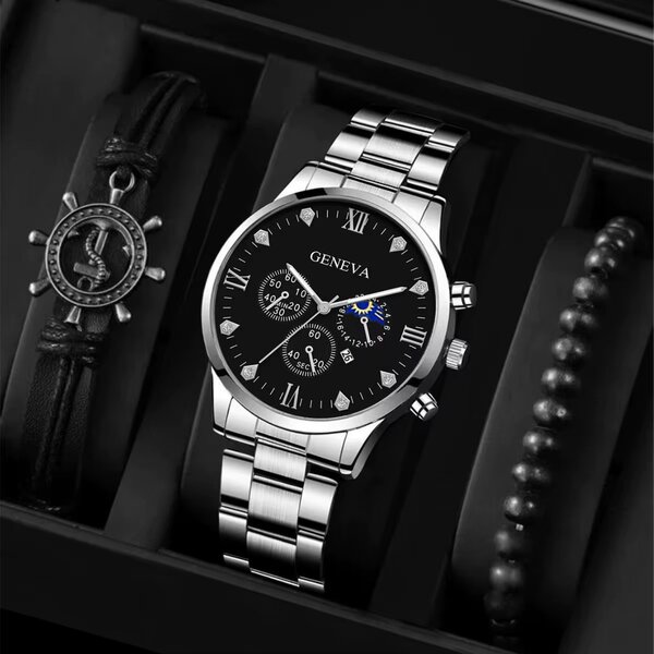 Montre homme Genève acier inoxydable