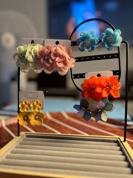 Boucles d'oreilles fleurs colorées