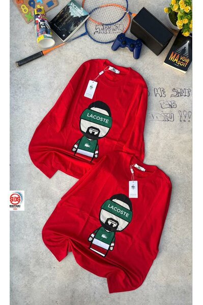 Sweatshirt rouge imprimé Lacoste