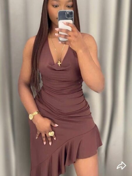 Robe courte marron pour femmes