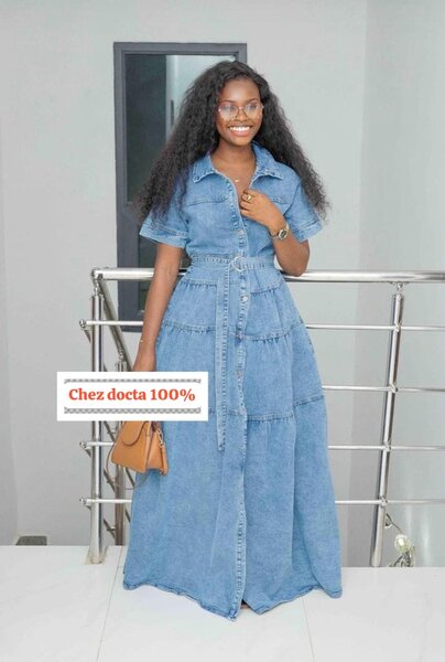 Robe longue en jean tendance