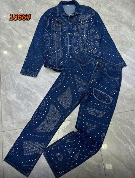 Ensemble Denim Strass Étincelant