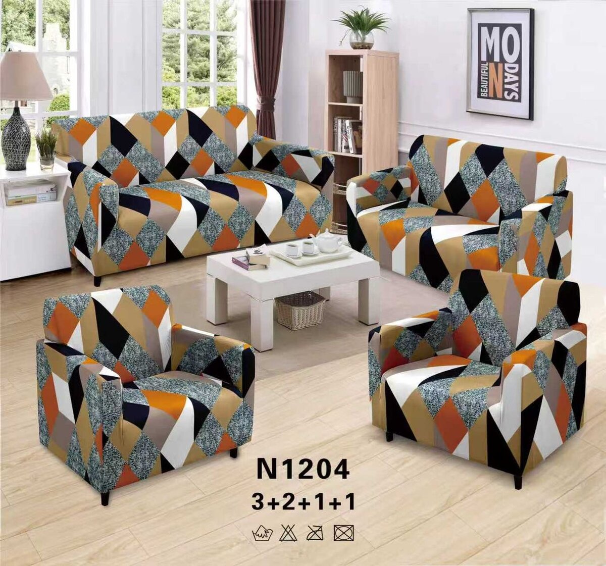 Housse de canapé extensible imprimée moderne