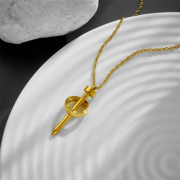 Gold Nail Pendant Necklace