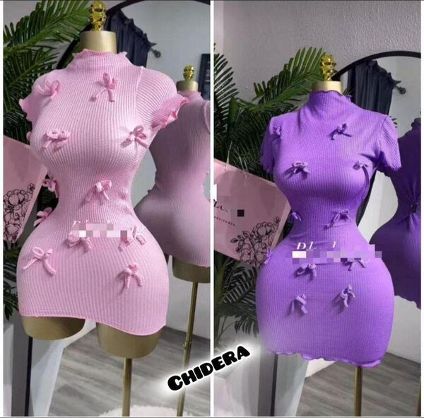 Robe courte CHIDERA en maille à rubans