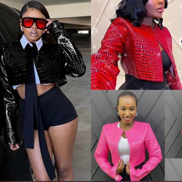 Veste courte en simili-cuir chic