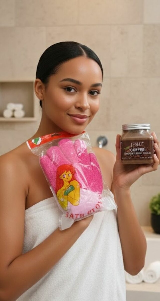 Gommage corps café et gant exfoliant