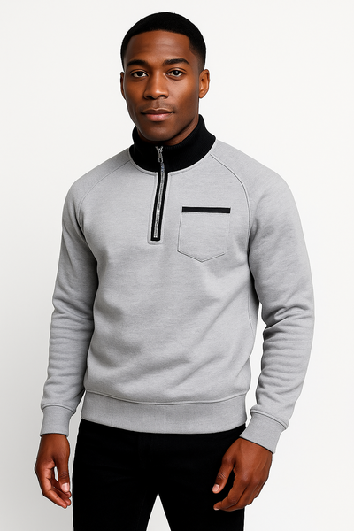 Pull zippé gris pour homme