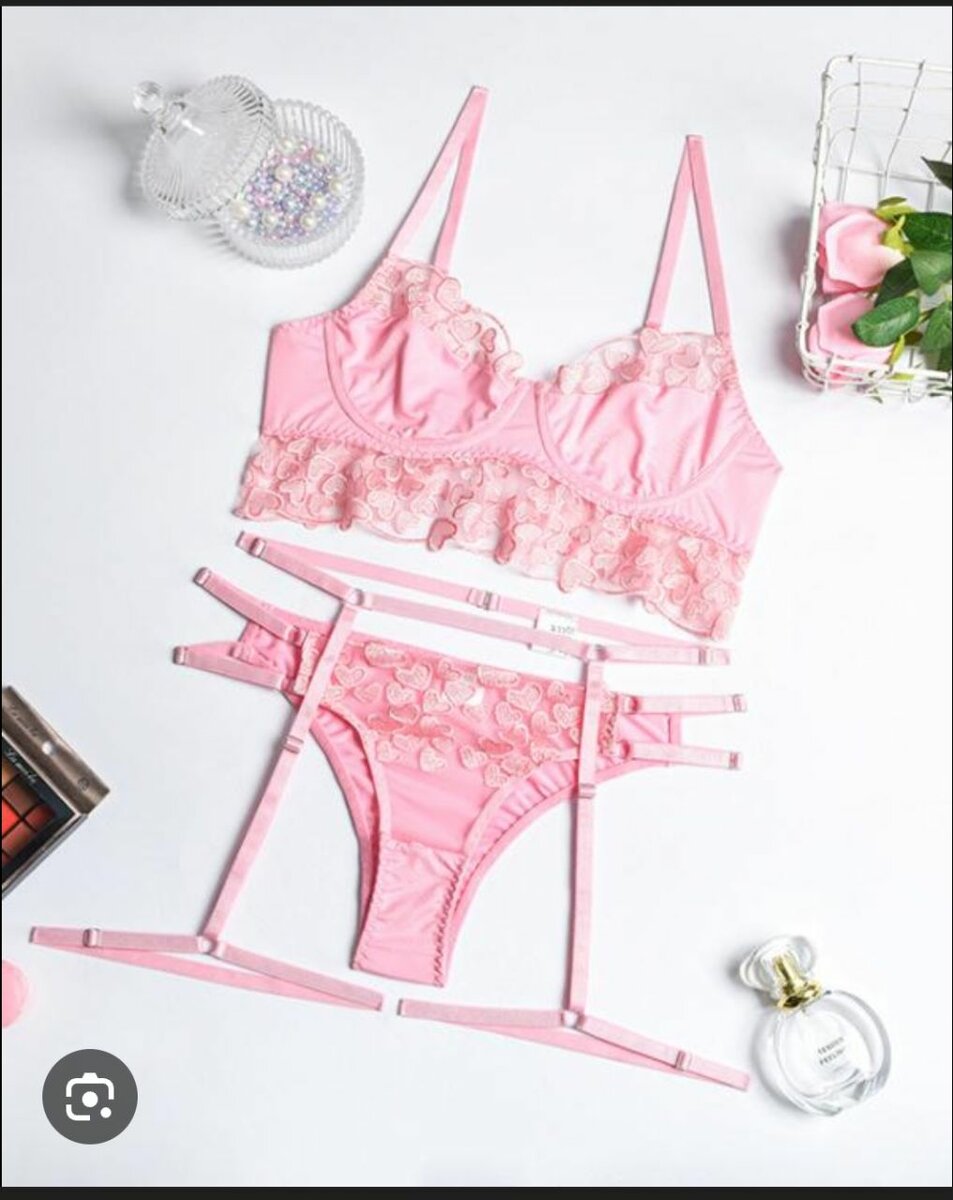 Ensemble lingerie sexy rose