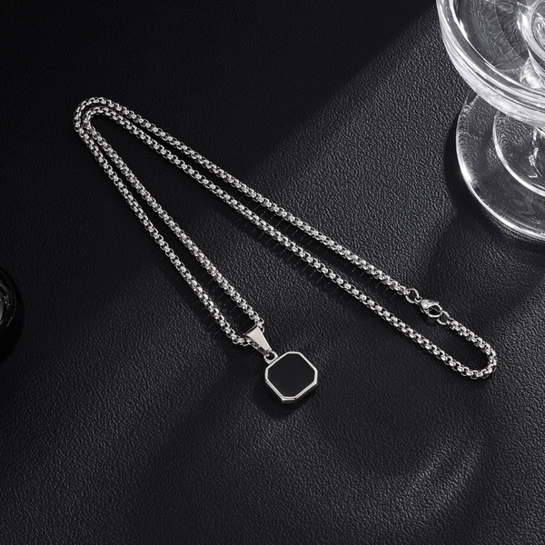 Collier pendentif octogonal homme