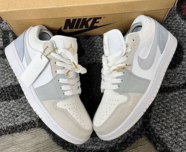 Nike Air Jordan 1 Low - Baskets homme en blanc et gris