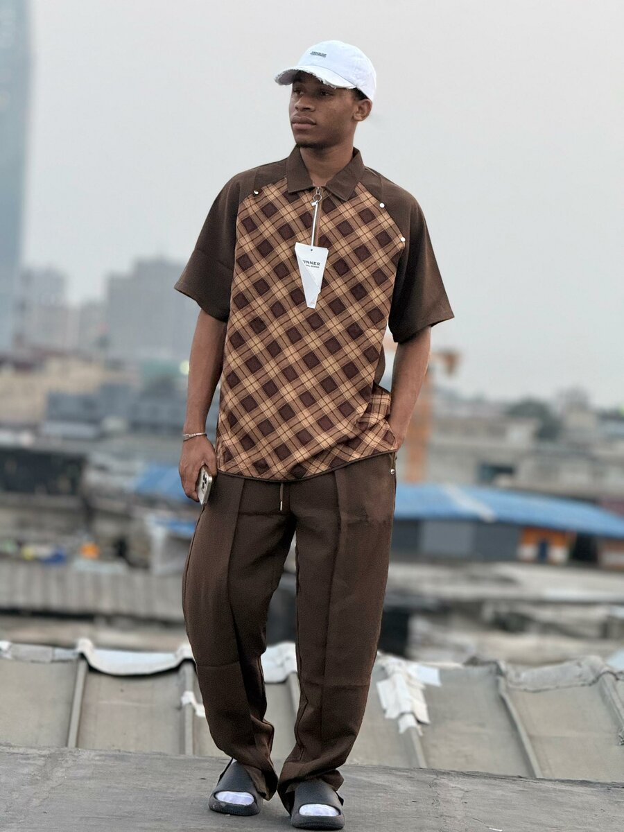 Chemise Marron à Carreaux pour Homme