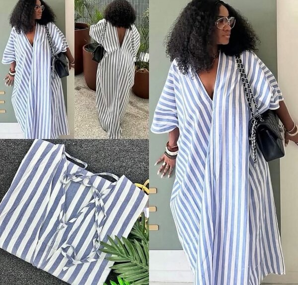 Robe longue à rayures élégante