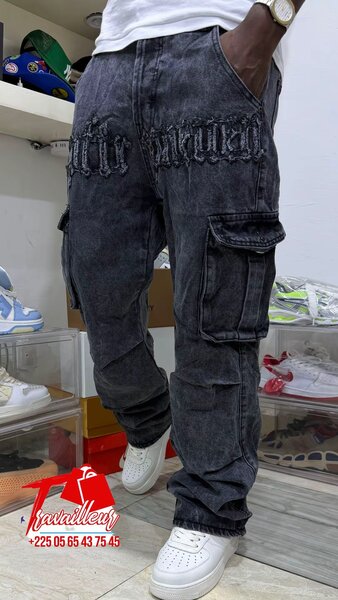 Jeans cargo noir style urbain