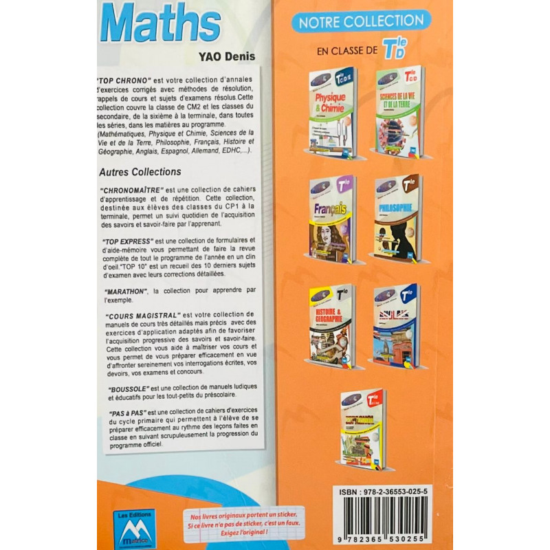 Livre scolaire Maths Terminale TOP CHRONO