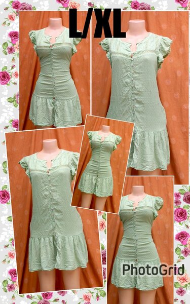 Robe d'été verte à volants