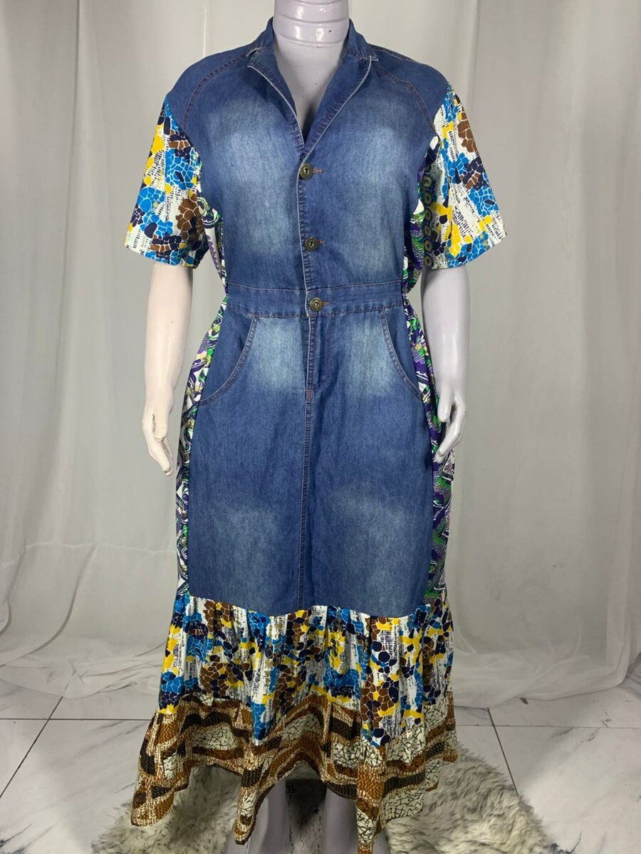 Robe chemise en jean bohème