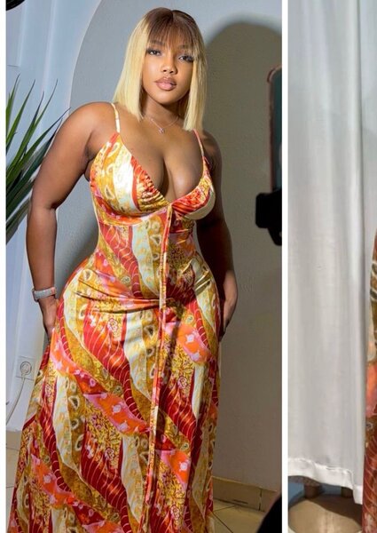 Robe longue imprimée orange et jaune