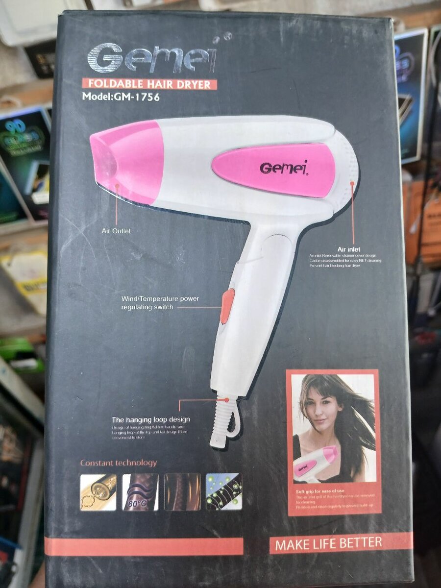 Sèche-cheveux pliable Gemei 1200W
