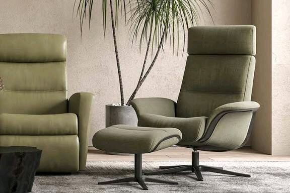 Fauteuil relax vert avec repose-pieds