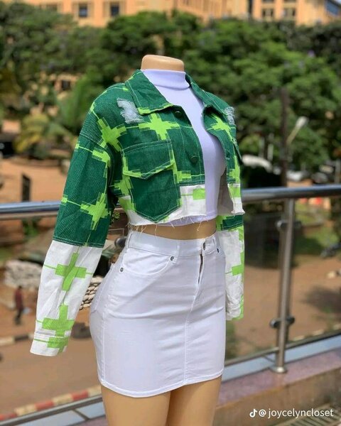 Veste en jean courte verte pour femme