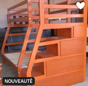 Lit superposé en bois orange avec rangement