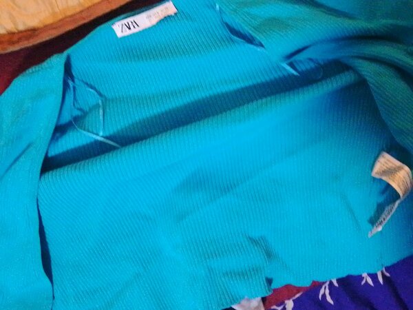 Sweatshirt en maille turquoise