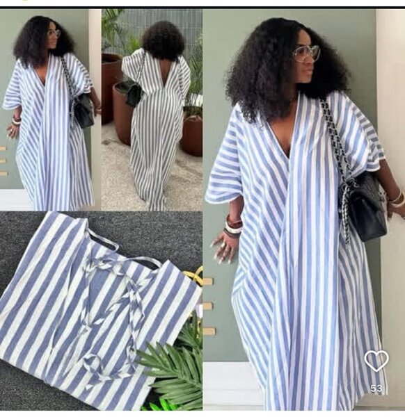 Robe Caftan Rayée Élégante