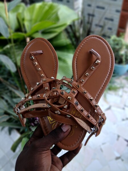 Women Leather Gladiator Sandals Flat