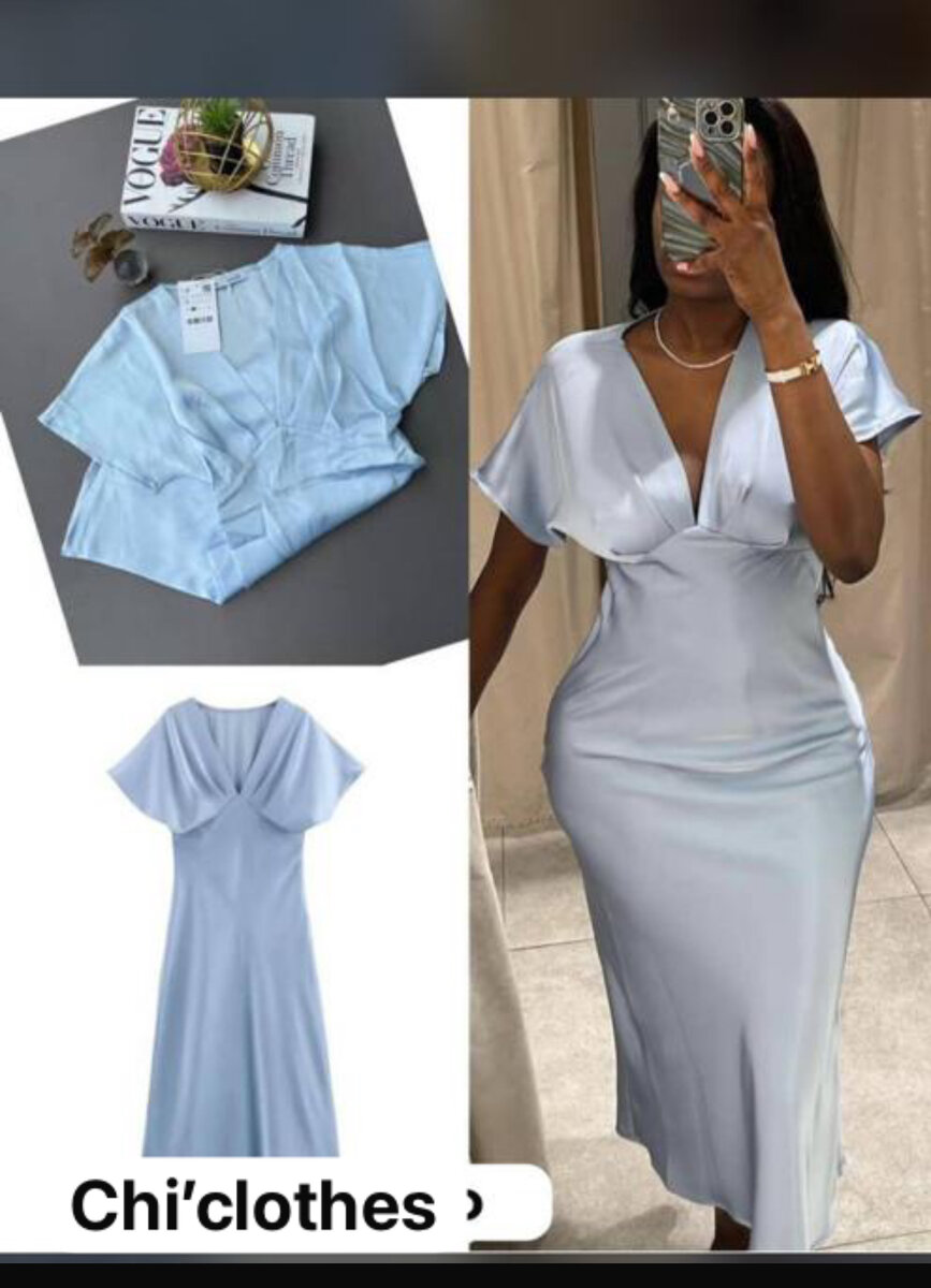 Robe élégante en soie bleue