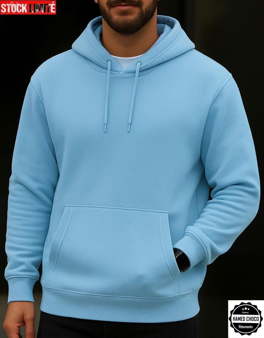 Sweat à capuche homme couleur unie