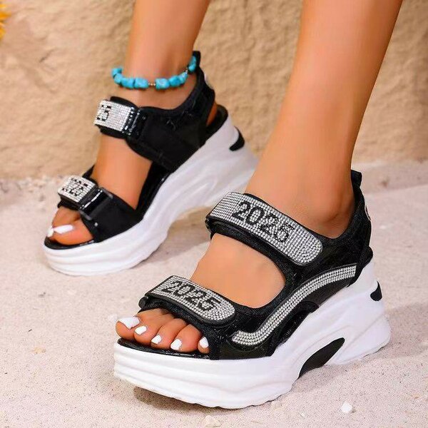 Sandales compensées brillantes